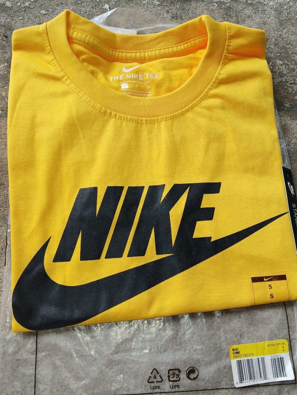 Nike Yellow T-Shirt with Black Swoosh Logo